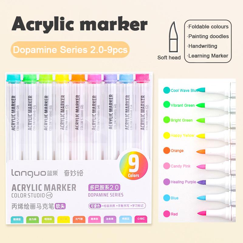 LANGUO 126Colors/box Acrylic Paint Markers Set Soft Brush Tip Acrylic Paint Pens for Rock Painting Ceramic Glass Canvas Mug Wood