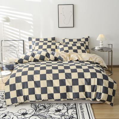 Ensemble de housse de couette à carreaux imprimés 3 pièces, ensemble de literie doux et respectueux de la peau comprenant 1 housse de couette et 2 taies d'oreiller