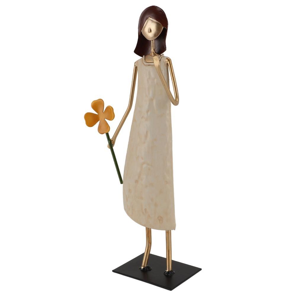 Vintage Iron Art Figurine White Standing People Figurine Statues Metal Statue  Home Decor