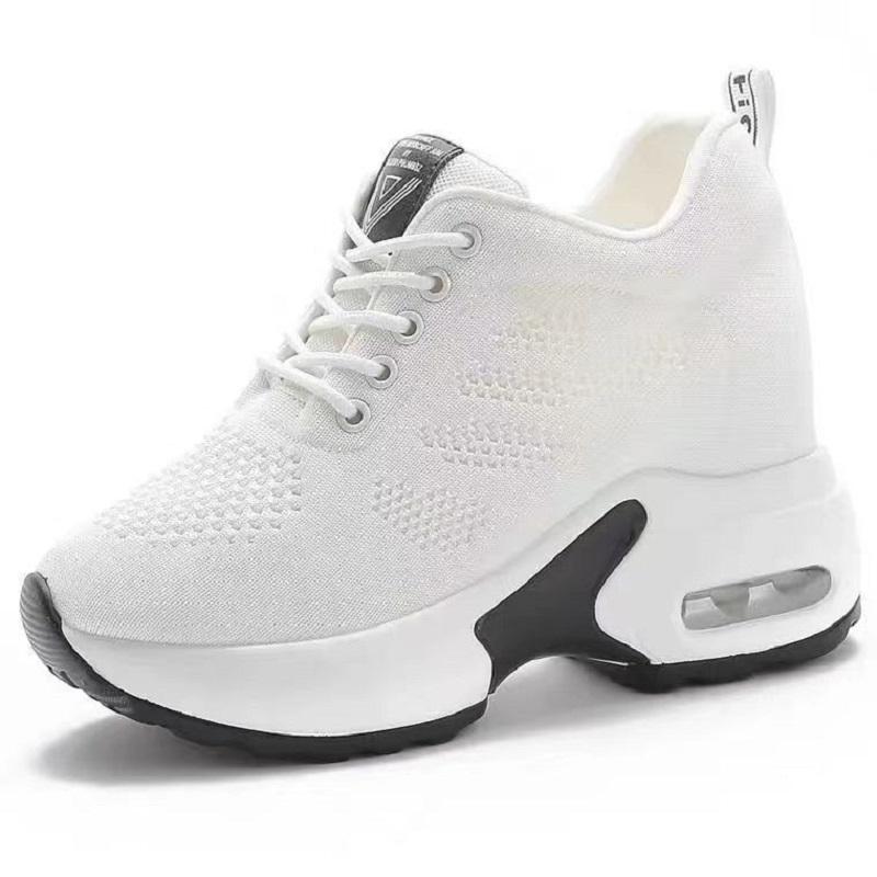 Women's Mesh Breathable Casual Sports Shoes Women's Spring High Rise Shoes Wedge Shaped High Rise 2025 Knitted Women's Vulcanize