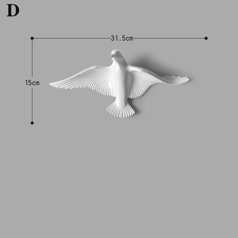 3D resin bird wall decorations three-dimensional wall stickers white gold bird statue living room TV sofa background wall art