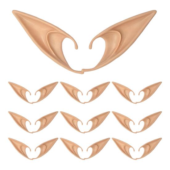 10 Pairs Fairy Pixie Elf Ears Soft Pointed Fairy Ears Party Cosplay Dress Up Costume for Halloween Elven Masquerade Makeup Accessories