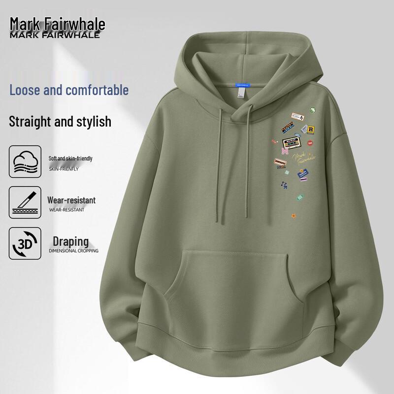 Mark Hua Fei Men s American Style Loose Hooded Sweatshirt L