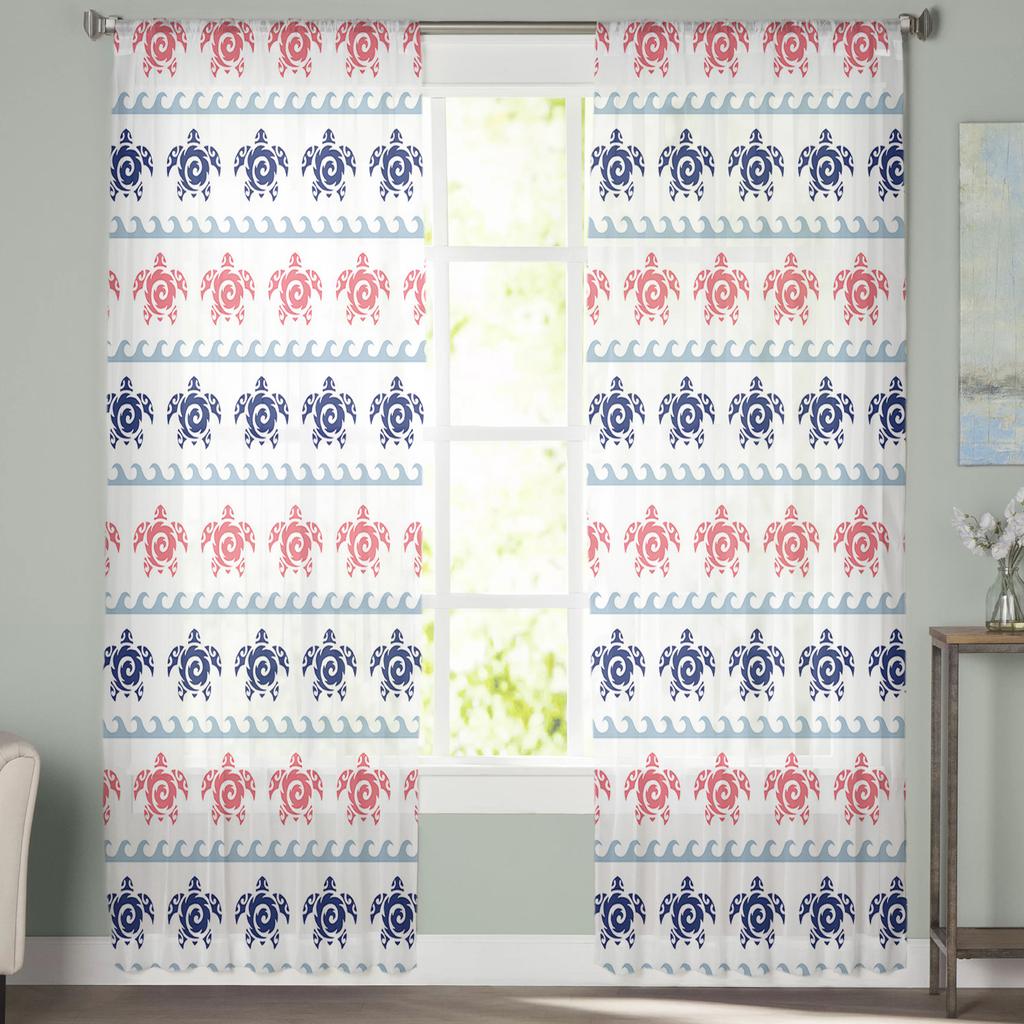 Turtle Totem Texture In Summer Voile Sheer Curtains Living Room Window Chiffon Tulle Curtain Kitchen Bedroom Drapes Home Decor