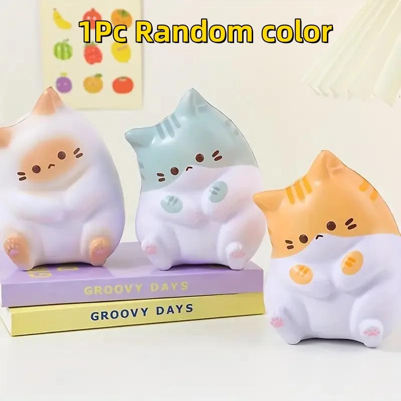 1Pc Adorable Cartoon Cat Squeeze Toys for Kids Adult Soft Pinch PU Slow Rebound Balls Pop Fidget Toys Halloween Christmas Gifts