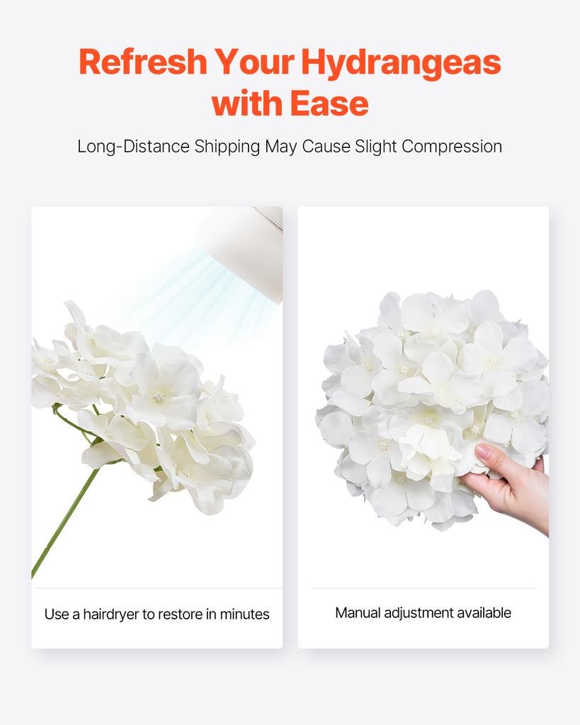 SucceBuy Artificial Flowers Real Looking White Silk Fake Hydrangea Bulk Faux Bridal Shower with Stem for DIY Wedding Bouquets