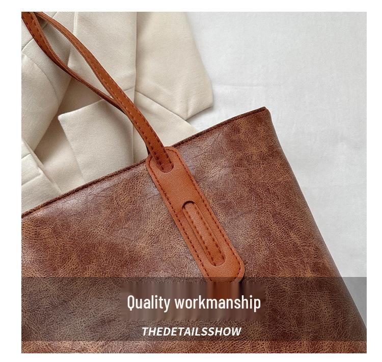 2024 Y2K Retro Women's Large Capacity Oil Leather Tote Shoulder Bag