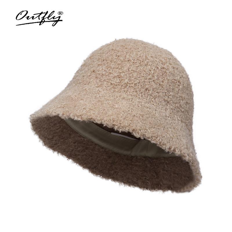 

Autumn and winter imitation lamb wool bucket hat three-dimensional hat type small face thick warm lock gentle soft versatile Adjustable (55-58cm)