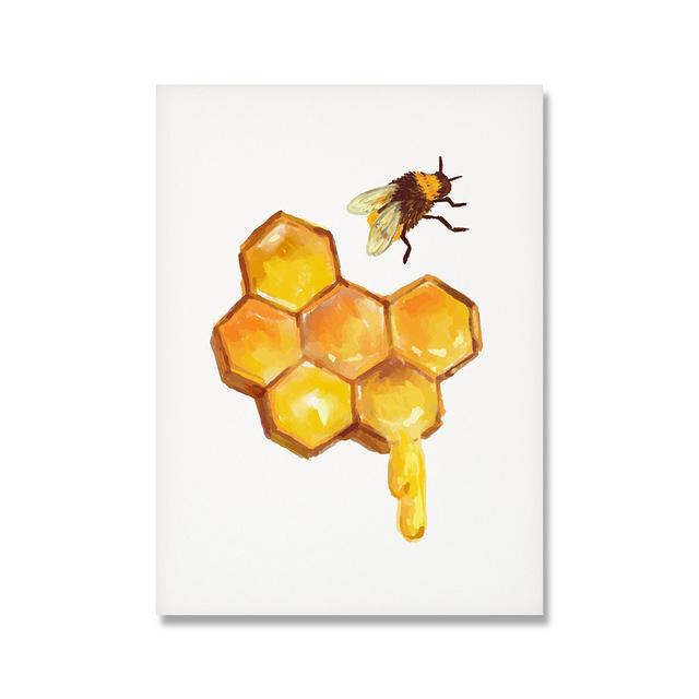 Antique Bee Print Natural Poster Insect Retro Chinese Bee Wall Art Oil Painting