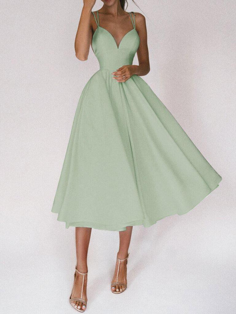 Multi-Color European & American Women's Sexy Swing Evening Dress with Spaghetti Straps