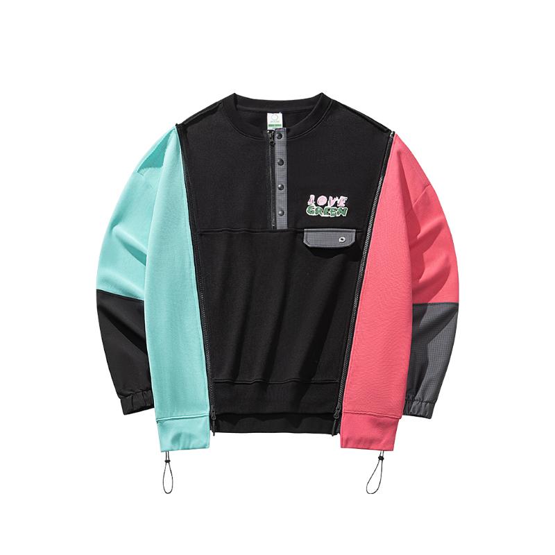 

Anta Outdoor Series Color Block Letter Round Neck Comfortable Breathable Versatile Loose Sweatshirt Men sweatshirt 172516705G-1 L