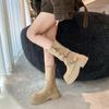 Fashion Fashion Belt Buckle Women Mordern Boots Design Height Increase  Shoes Autumn Winter Women's Mid Calf Booties