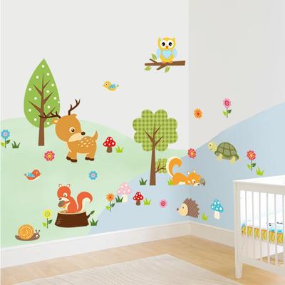 Cartoon Waldtiere Wandaufkleber Kinder Wohnzimmer Aufkleber Tapete Schlafzimmer Kinderzimmer Hintergrund Home Decor Aufkleber