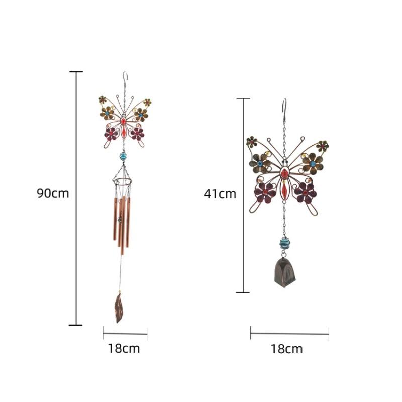 Metal Butterfly Wind Chime Rustproof Aluminum Tube Painted Craft Iron Art Hanging Ornament for Home Garden Yard Decor