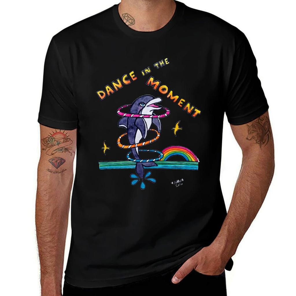 Dance in the Moment Cute Whimsical Dolphin Watercolor Illustration TShirt anime tshirt man t shirt cotton TShirt