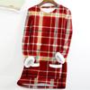 Women's Fashion Plaid Print Round Neck Long Sleeve Plush Winter Warm Pullover Top