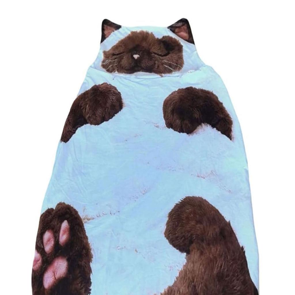 68.9x31.5Inch Plush Envelope Sleeping Bag Cat Pattern Camping Sleeping Bags for Home Lounging Outdoor Camping Machine Washable