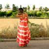 GMXIA Sommer Neckholder Kleid Bedruckt Streifen Große Größe Lang Locker Damenkleider