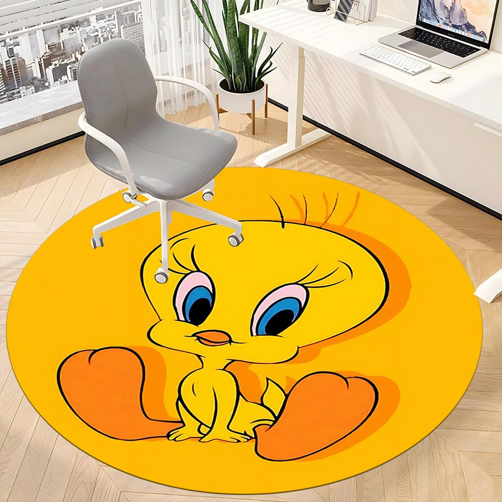 1pc Looney Tunes Tweety Bird Office Round Area Rug, Under Office Chairs Bedroom Living Room Home Decor A1022343