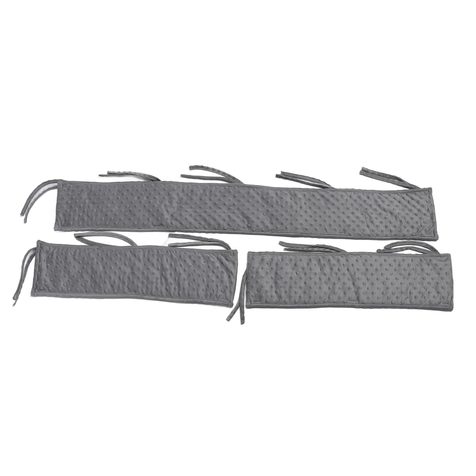 Neoglint 3 Stuks Baby Bedhek Bumper Split Type Babybed Zachte Beschermhoes Bubble Velvet Stof Rand grijze kleur