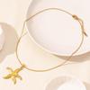 Trendy European-American Geometric Starfish Seashell Stainless Steel Necklace Pendant Jewelry