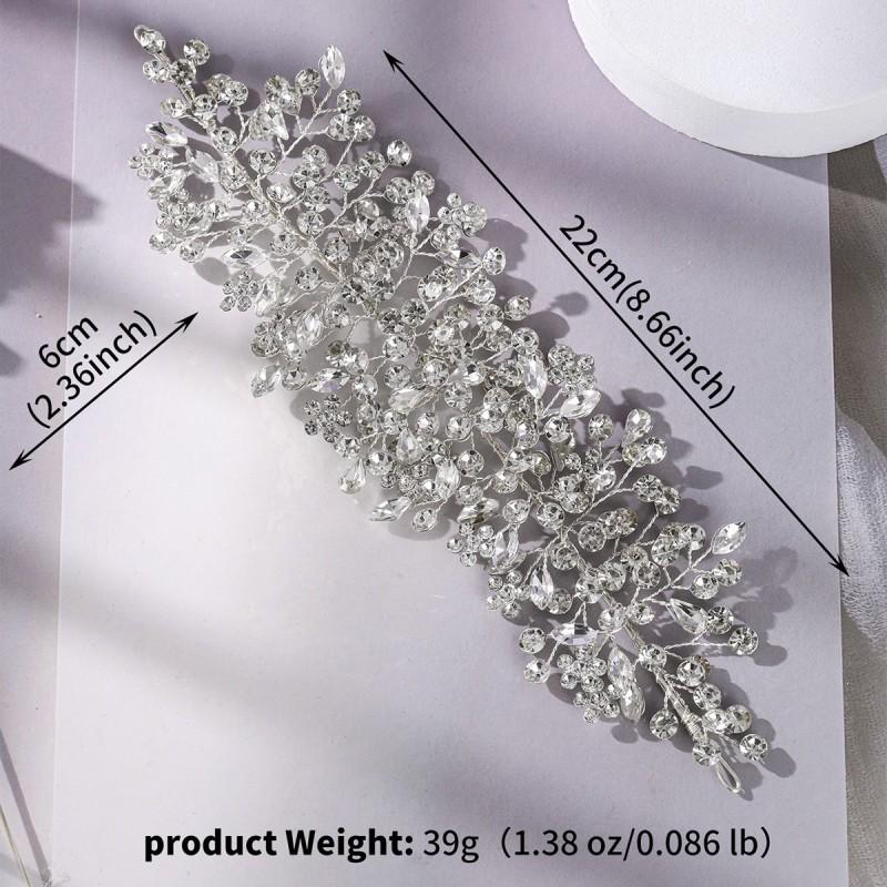 Heavy Industry Luxury Bride Wedding Hair Band Pure Handmade Shining Rhinestones Wide Banquet Performance Photo Dress Headwear
