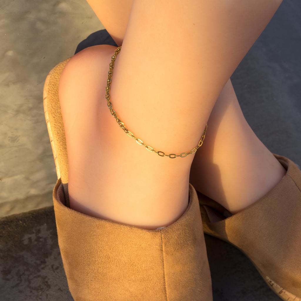 Anklet Allergy Kihei Chain Hawaiian Thin Extra Fine Gold Pair with Adjuster [Alavel] Women's [Metal Compatible] Leave-on