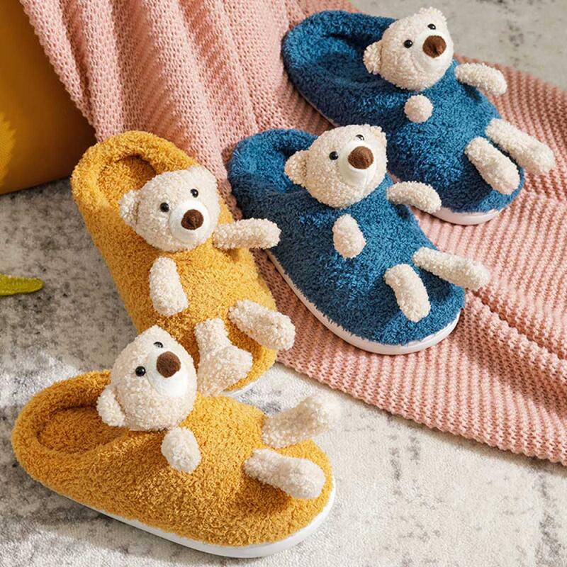 Winter Warm and Cozy Cuddle BEAR Fur Slippers 3 Colors Yellow