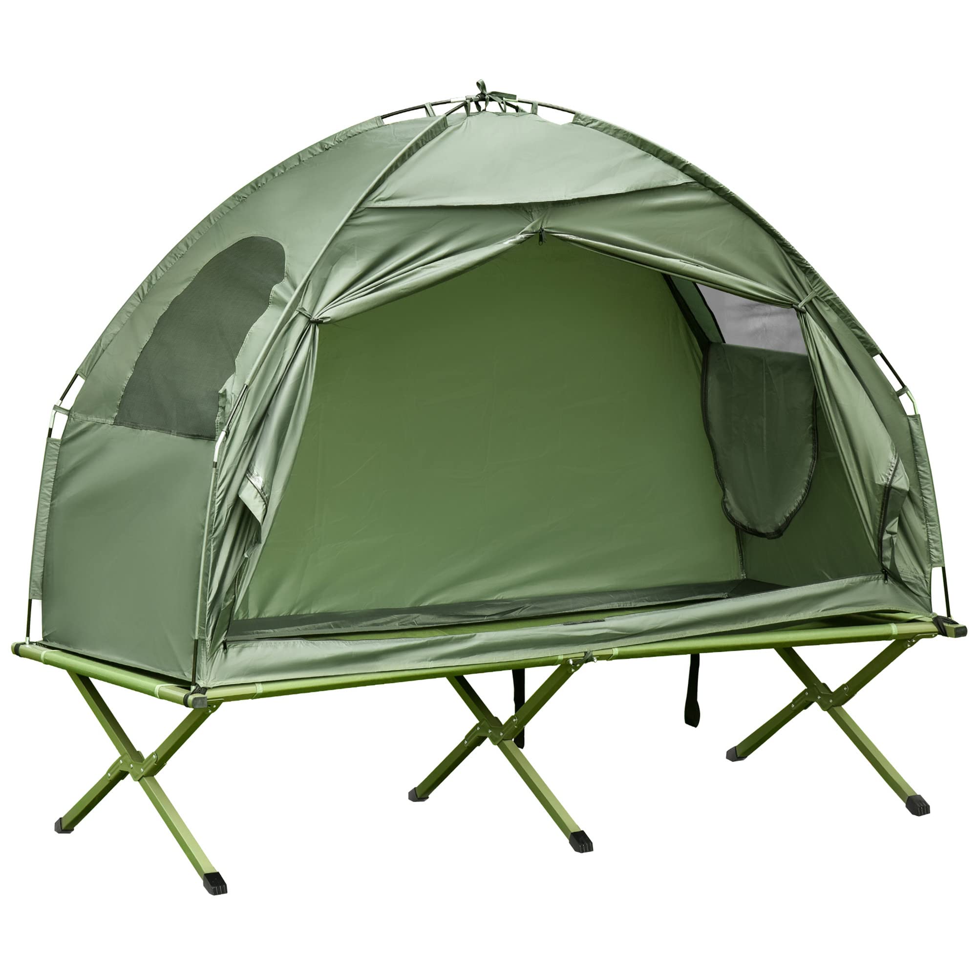 

Outsunny Compact Pop Up Portable Folding Outdoor Elevated Camping Bed Tent Combo Set 1 Person
