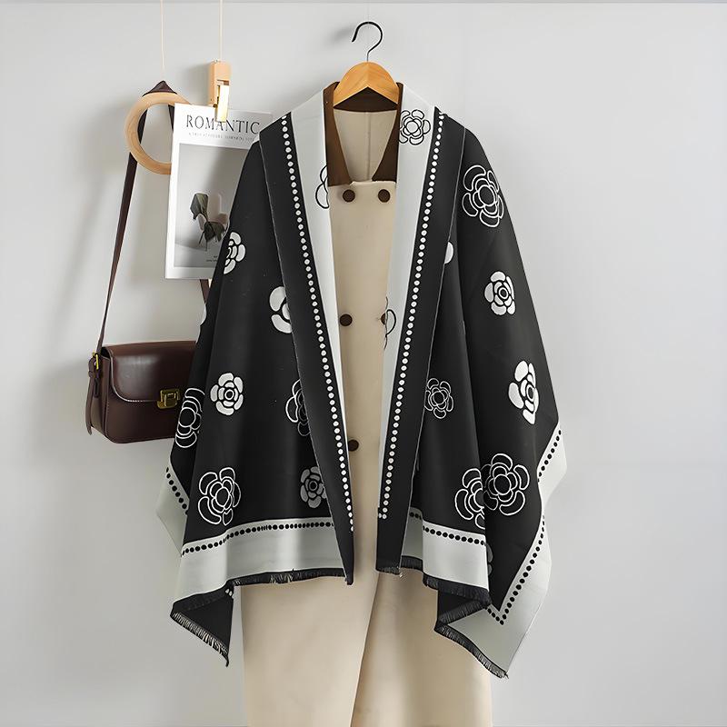 Luxury Double-Sided Women's Scarf: Thick Imitation Cashmere Shawl & Neck Warmer for Autumn/Winter