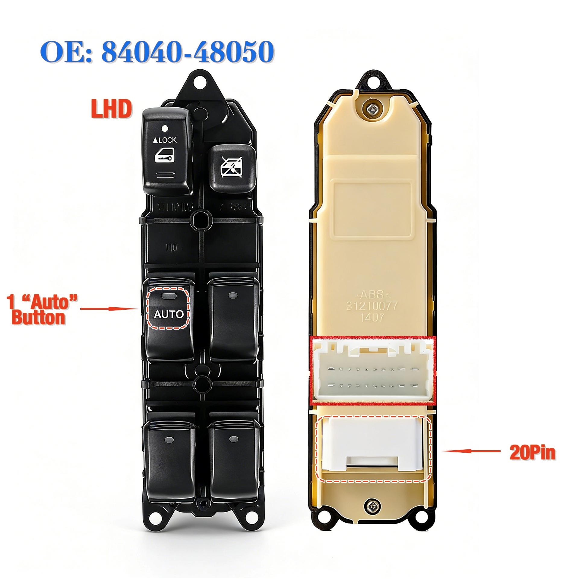84040-48050 For Toyota Highlander 2001-2007,LHD Front Left Side Electric Master Power Window Switch Glass Lifter Control Button 1AUTO 8404048050