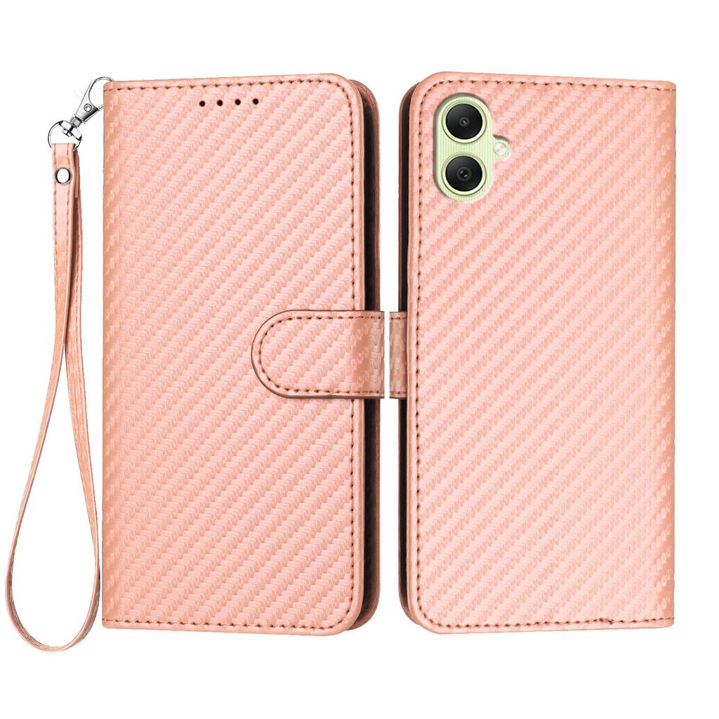 For Samsung Galaxy A07 4G/A06 4G/A06 5G Wallet Case with Strap Carbon Fiber Texture Leather Mobile Cover