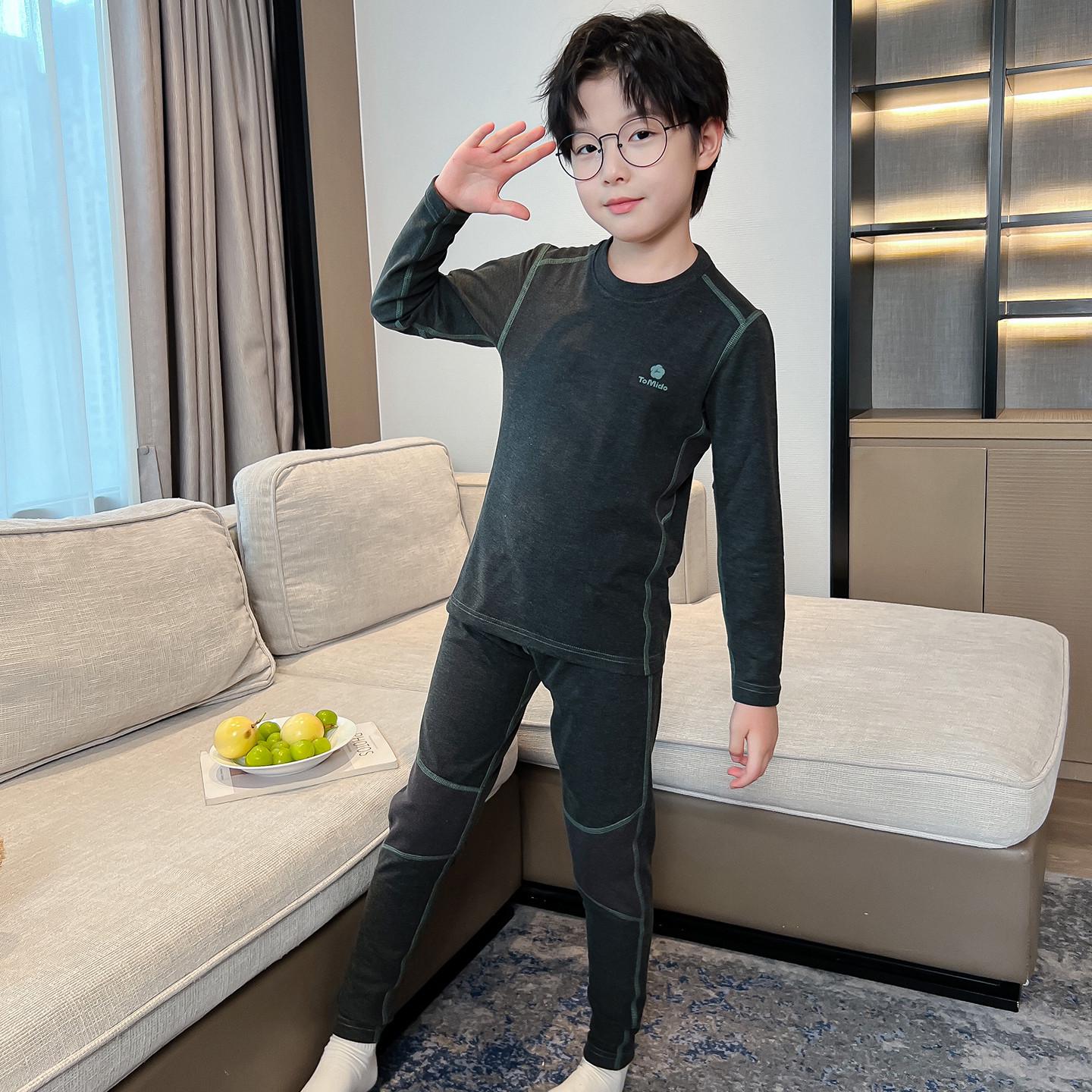 

Boys 2025 New Style German Velvet Warm Pajama Set - Autumn/Winter 120 cm темно-серого