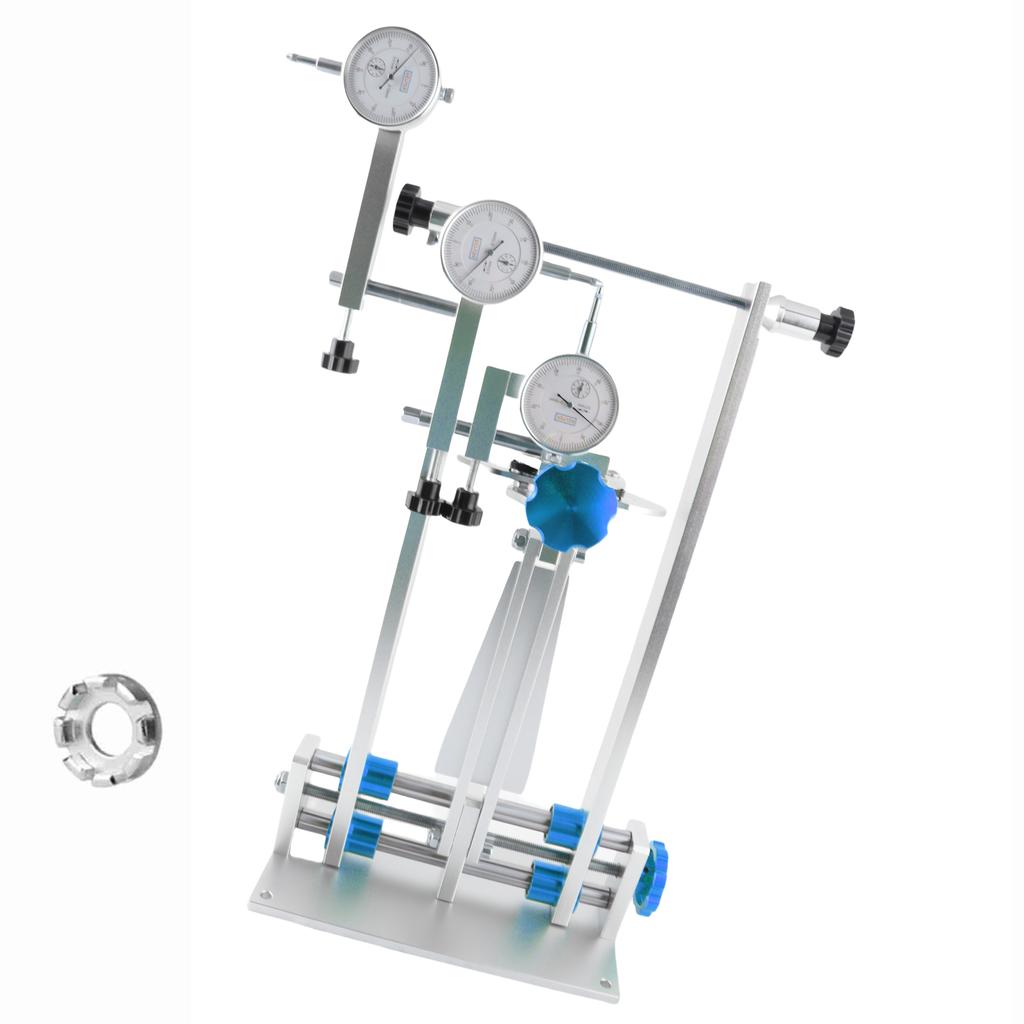 Bicycle Wheel Truing Stand Bike Wheel Alignment Repair Tool with Dial Gauge for Quick Release and Thru Axle