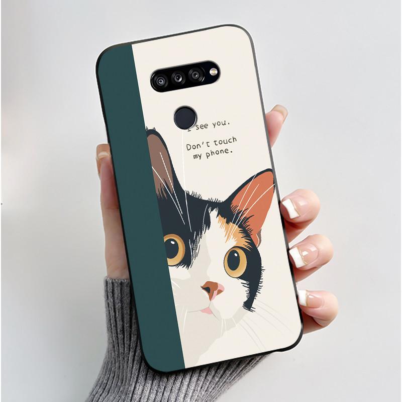 Soft Shockproof Phone Case For LG K50S Bumper Silicone Black Case New Design Viral Pattern Koi Shell Cute Colorful Cover