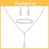 Bridal Party Jewelry Set With Zircon Water Drop Necklace Earrings And Bracelet For Weddings