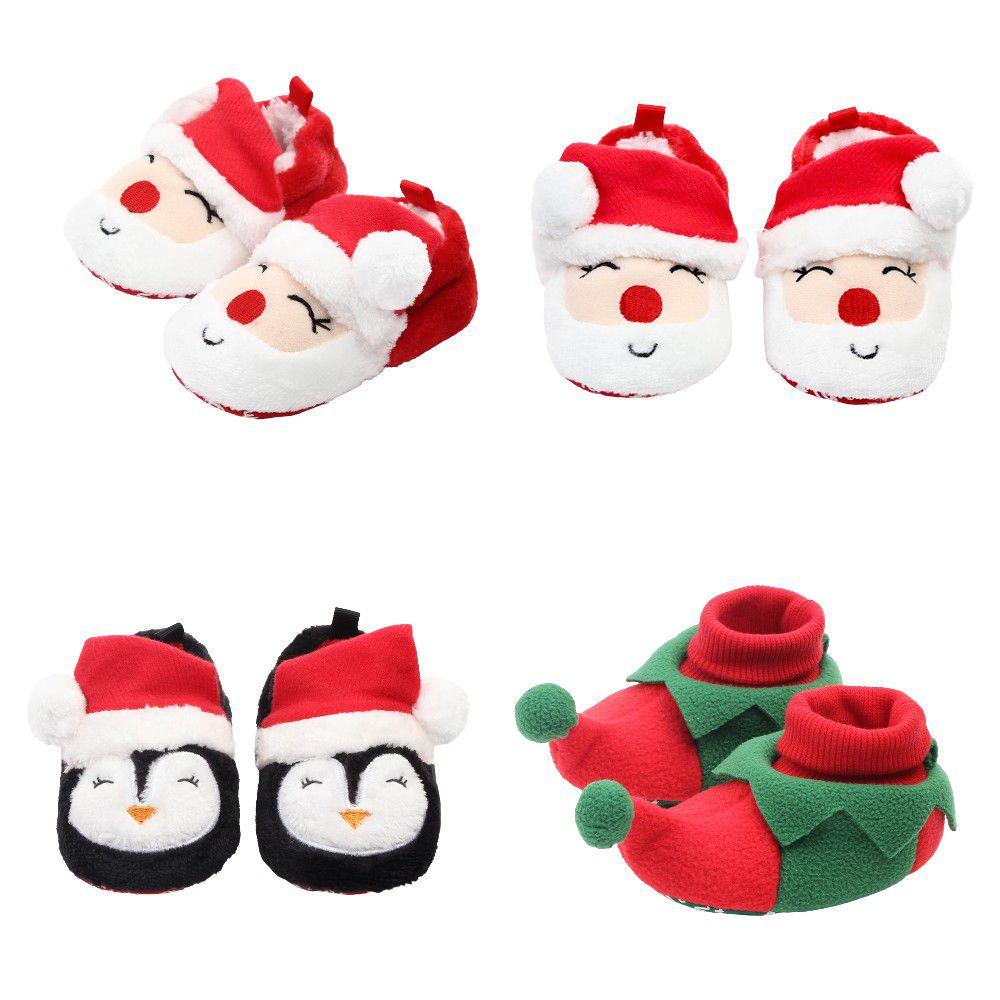 Christmas Gift Kids Baby Girl Boy Toddler Warm Slippers 3d Reindeer Santa Claus Shoes