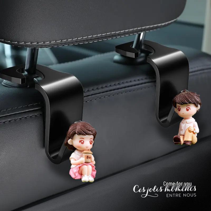 Cute 3D Cartoon Car Seat Back Hooks - Couple Collection