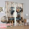 2 szt., druk płaski 2D Zasłony i dekoracja okienna Vintage Stitcher Poliester Tkany (bez pręta) Dekoracja domu do salonu,