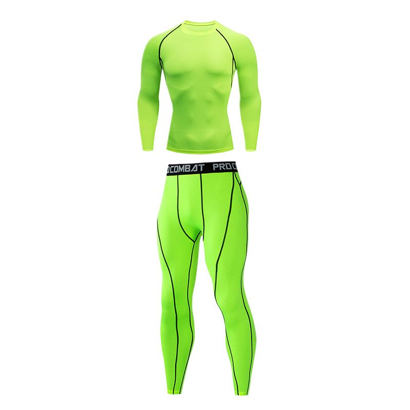 Men's Quick-Dry Sports Fitness Set: Breathable Long Sleeve Top & High Elastic Pants for Basketball, Running, Football & Training