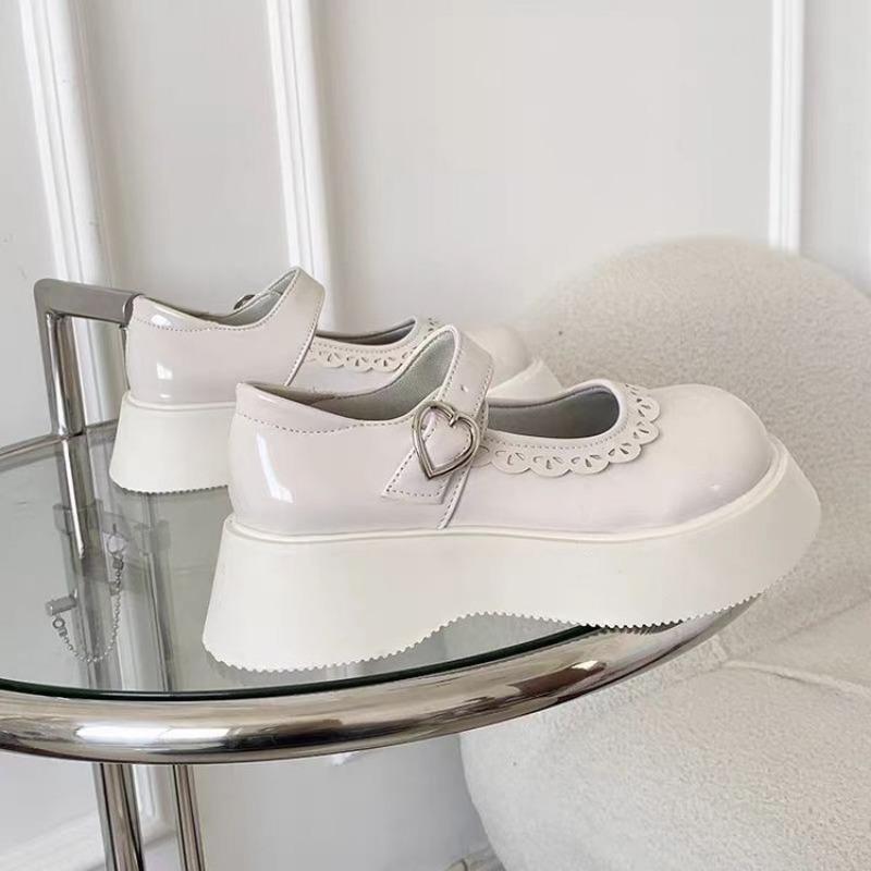 

Ретро большая голова и маленькие кожаные туфли женские осенние новые модели с юбками, туфли Мэри Джейн на платформе 35 слоновая кость