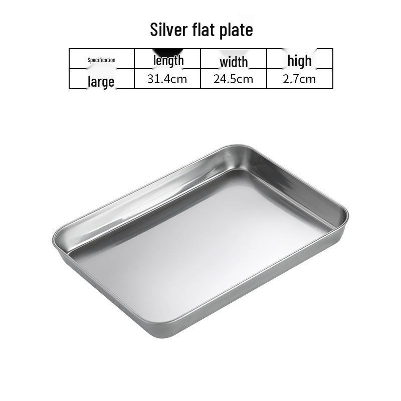 Korean Style Stainless Steel Gold BBQ & Grilling Plate - Versatile Rectangular Tray for Rice, Noodles, Steaming, and Snacks