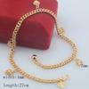 Women Yellow Gold Link Ball Heart Anklet Chain Jewelry