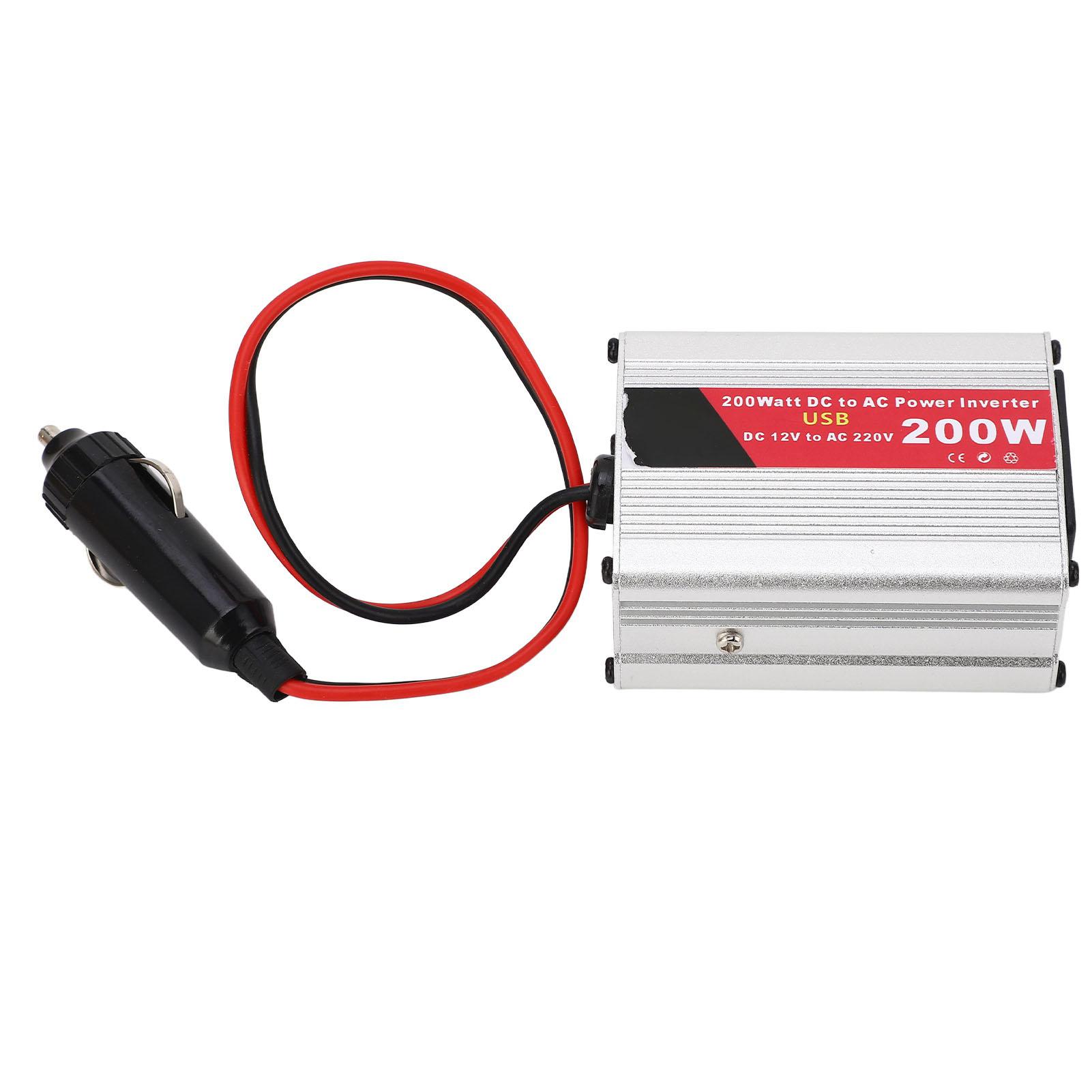 

Автомобильный инвертор 200 Вт DC12V в AC220V 2 USB-порта 1 розетка переменного тока Быстрая зарядка Автомобильный инвертор