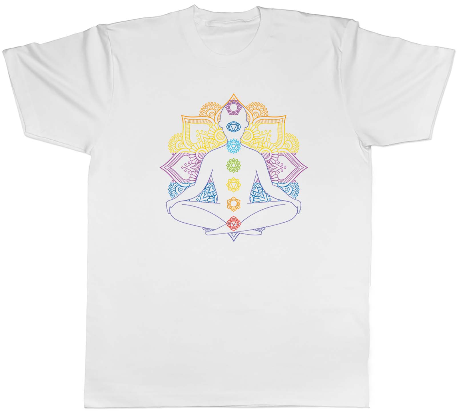 Chakra Symbols Mandala Colour Yoga Spiritual Mens Unisex T Shirt Tee Gift 4 M