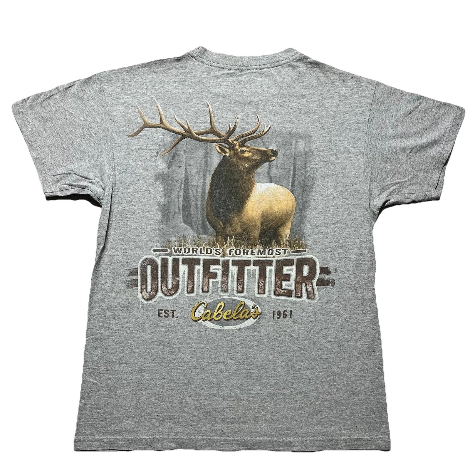 Cabela’s Elk Graphic T-Shirt Mens Medium Gray Outdoors Hunting Tee 3XL