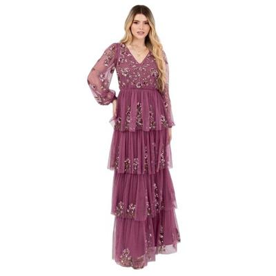 Maya Deluxe Womens/Ladies Sequin Tiered Maxi Dress