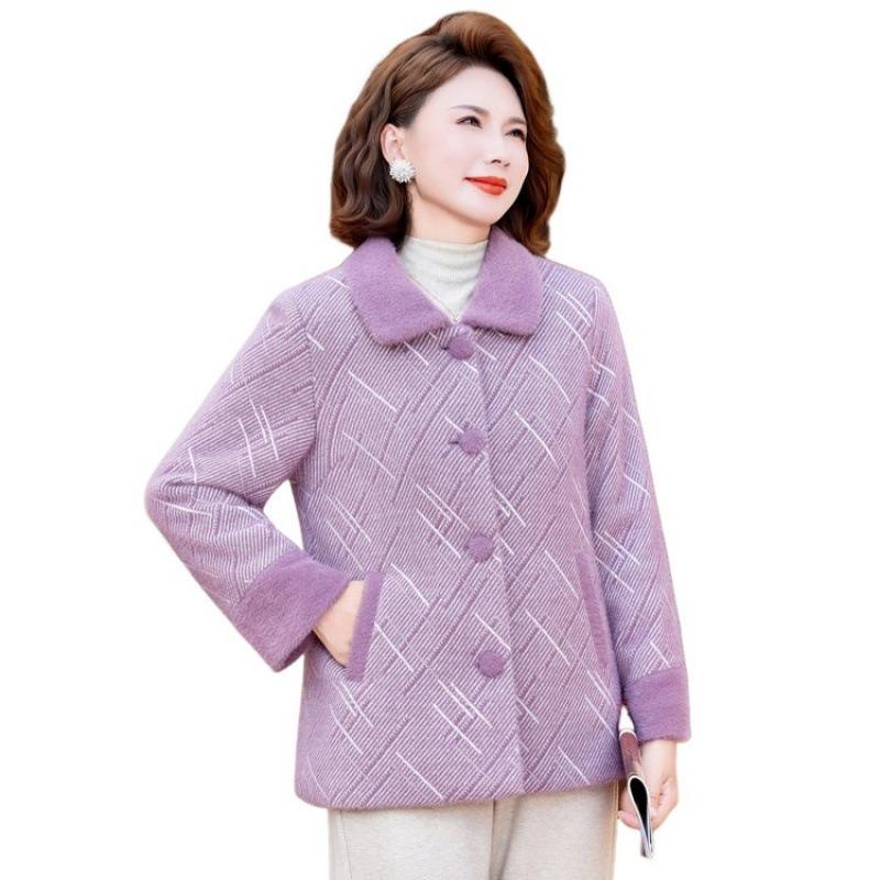 Mid-winter Clothing Middle-aged and Elderly Autumn, Winter, Autumn and Winter Clothing Tops, Woolen Coats, New Mother Women's Clothing, Mink Clothes