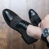 Fashion Fashionable striped design men's leather shoes Trendy and versatile styles Wedding party outdoor casual business men's shoes