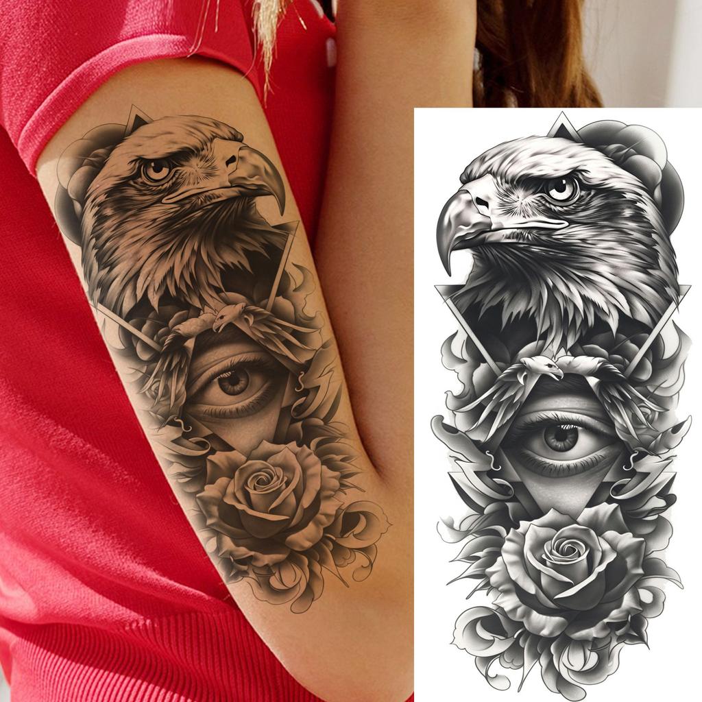 1 Sheet Cool Warrior Lion Tiger Skull Temporary Tattoos For Men Women Adults, Long Lasting Waterproof Temp Fake Tattoo Sticker